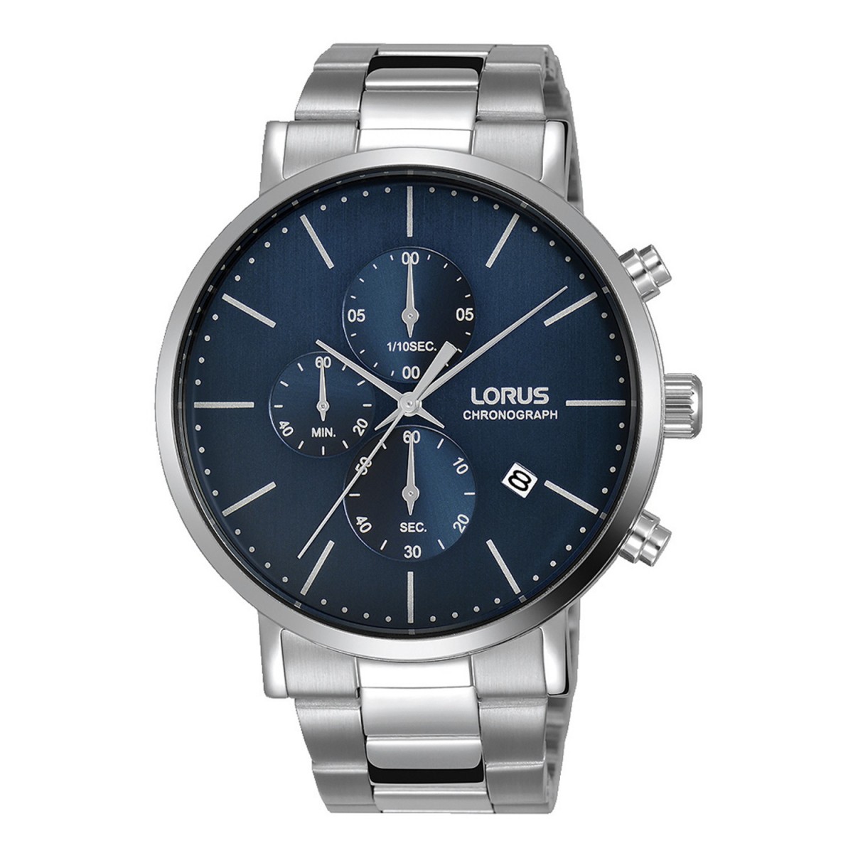 Lorus men's blue hot sale dial chronograph watch