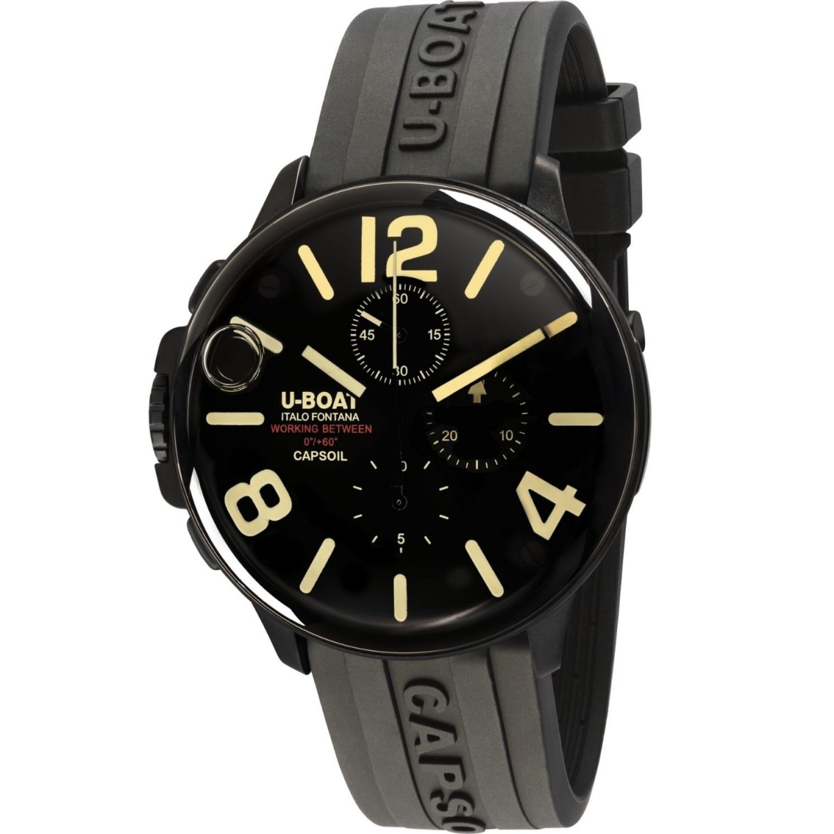 U-Boat Men's Watch U-Boat Men’s Black Rubber Strap Black Liquid ...