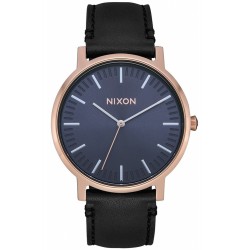 Nixon Women s Watch Nixon Porter Rose Gold Plated and Cloudy Blue Men s Watch with Black Leather Strap 134184 A10583005 Comprar Watch Nixon Porter Rose Gold Plated and Cloudy Blue Men s Watch