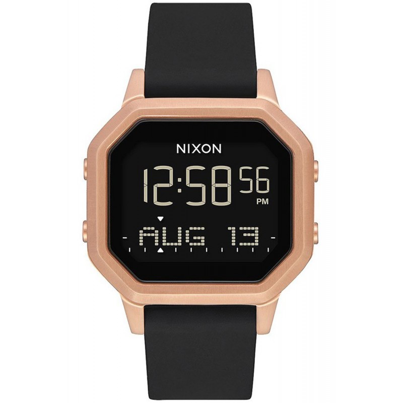 Nixon Men s Watch Nixon Siren Rose Gold Plated Case and Black Digital Dial Men s Watch with Black Silicon Band 133569 A12111098 Comprar Watch Nixon Siren Rose Gold Plated Case and Black