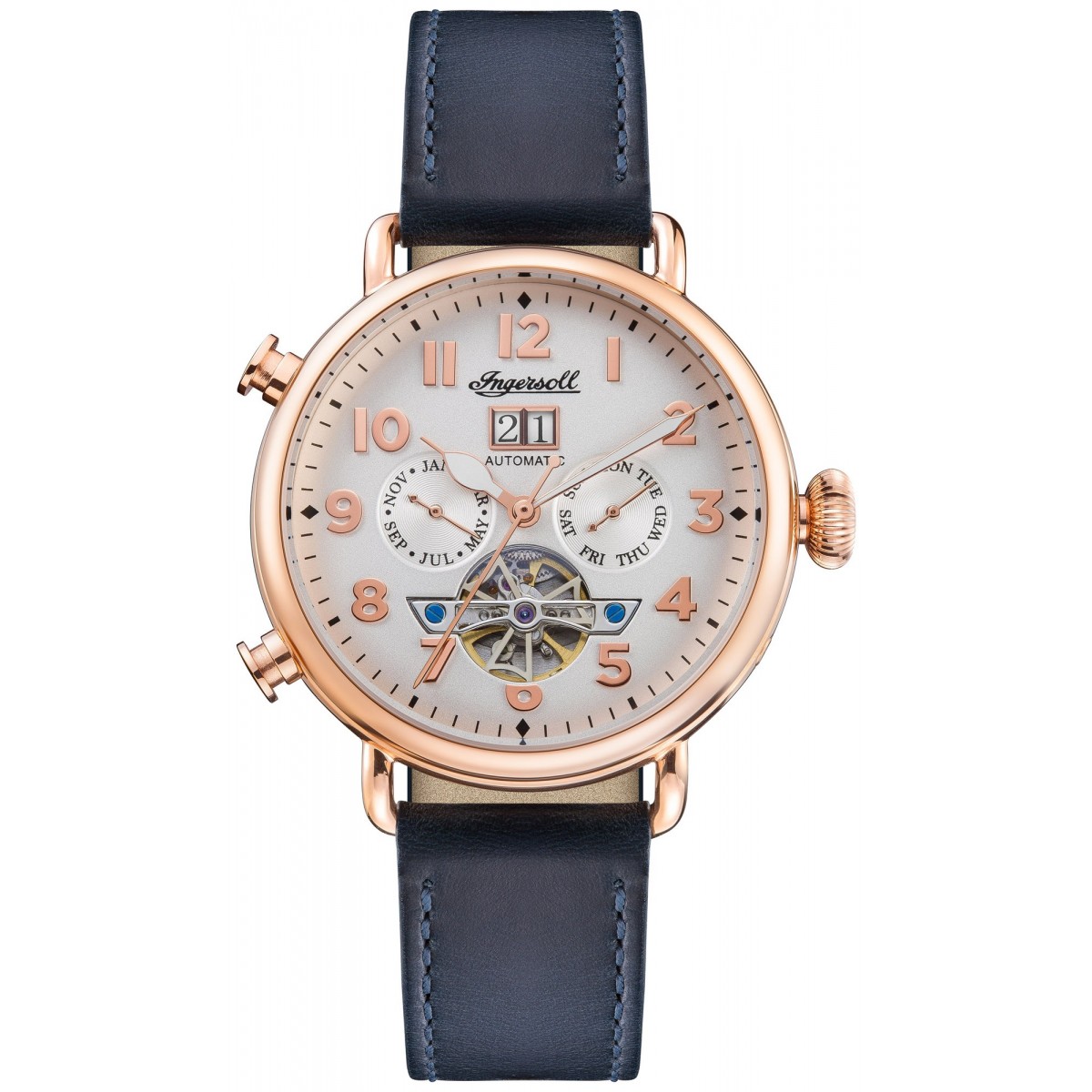 Ingersoll Men s Watch Ingersoll Wristwatch Rose Gold Case and Genuine Leather Strap and White Dial with Automatic Movement 145841 I09501 Comprar Watch Ingersoll Wristwatch Rose Gold Case and Genuine L...