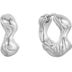 Ania Haie Silver Twisted Wave Thick Hoop Earrings earrings for women