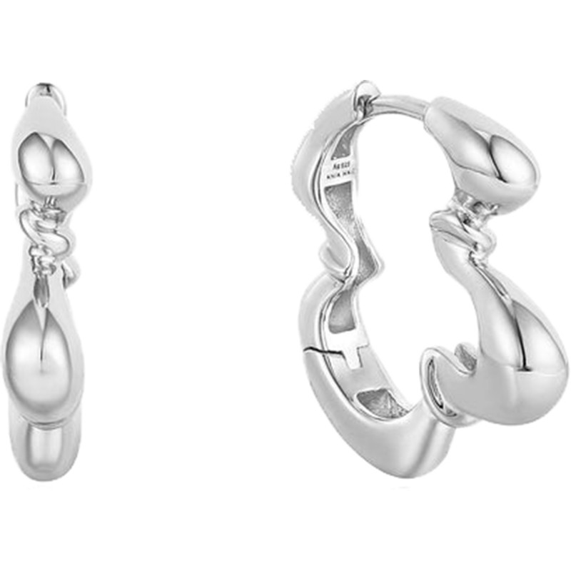 Ania Haie Silver Twisted Wave Hoop Earrings earrings for women